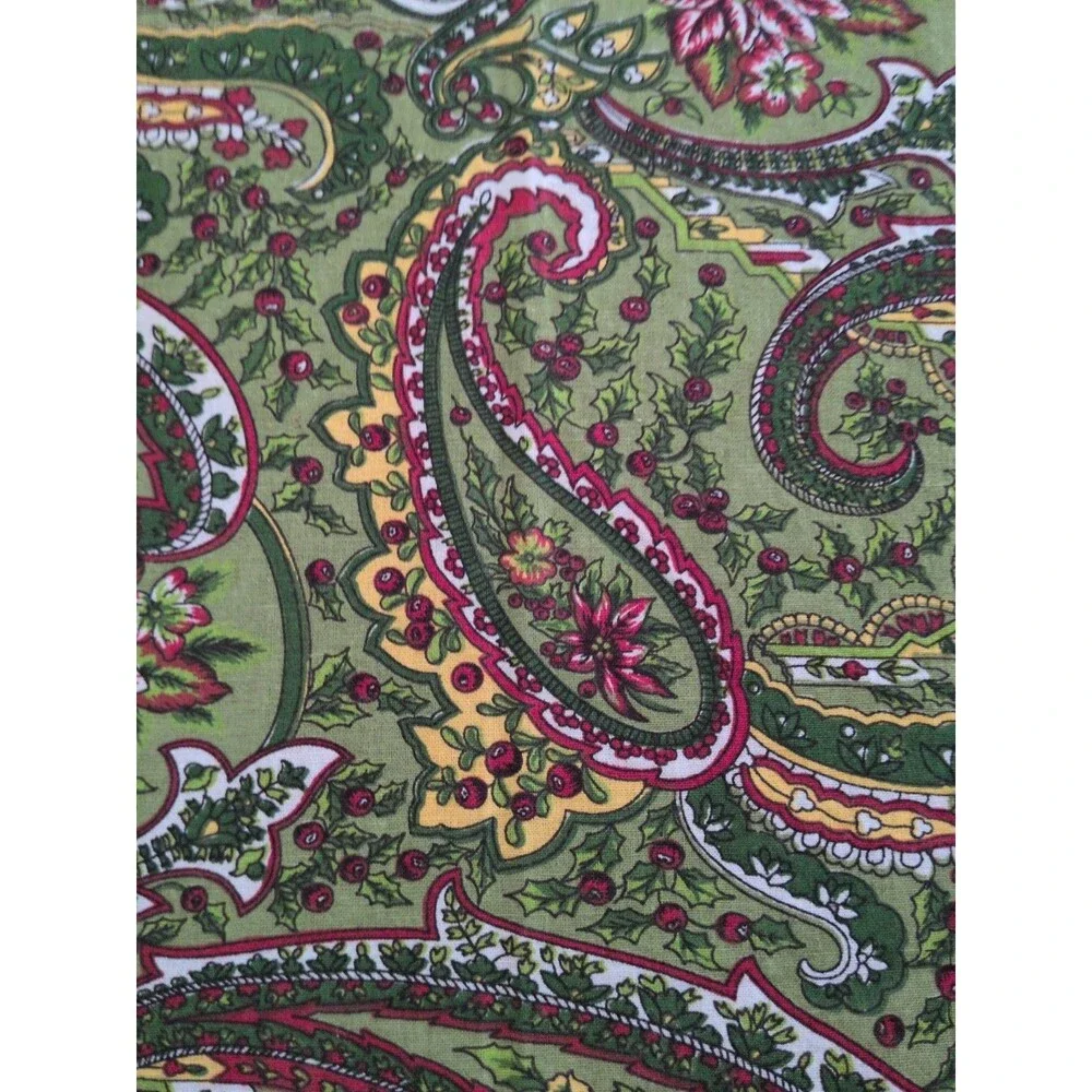 April Cornell Xmas Tree Tablecloth Batik Block Print  60x82  Paisley 100% Cotton
